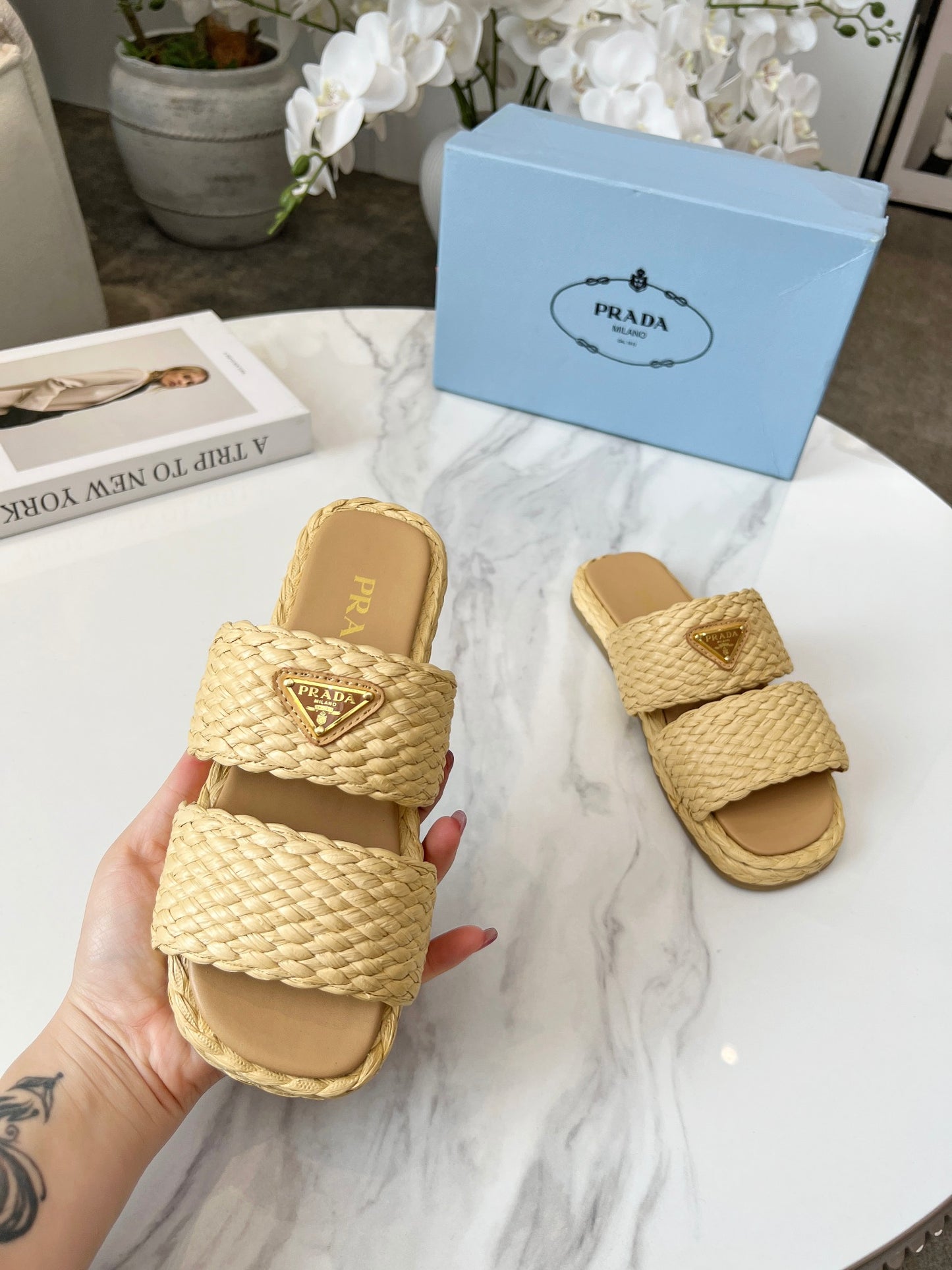 Prada Straw slides