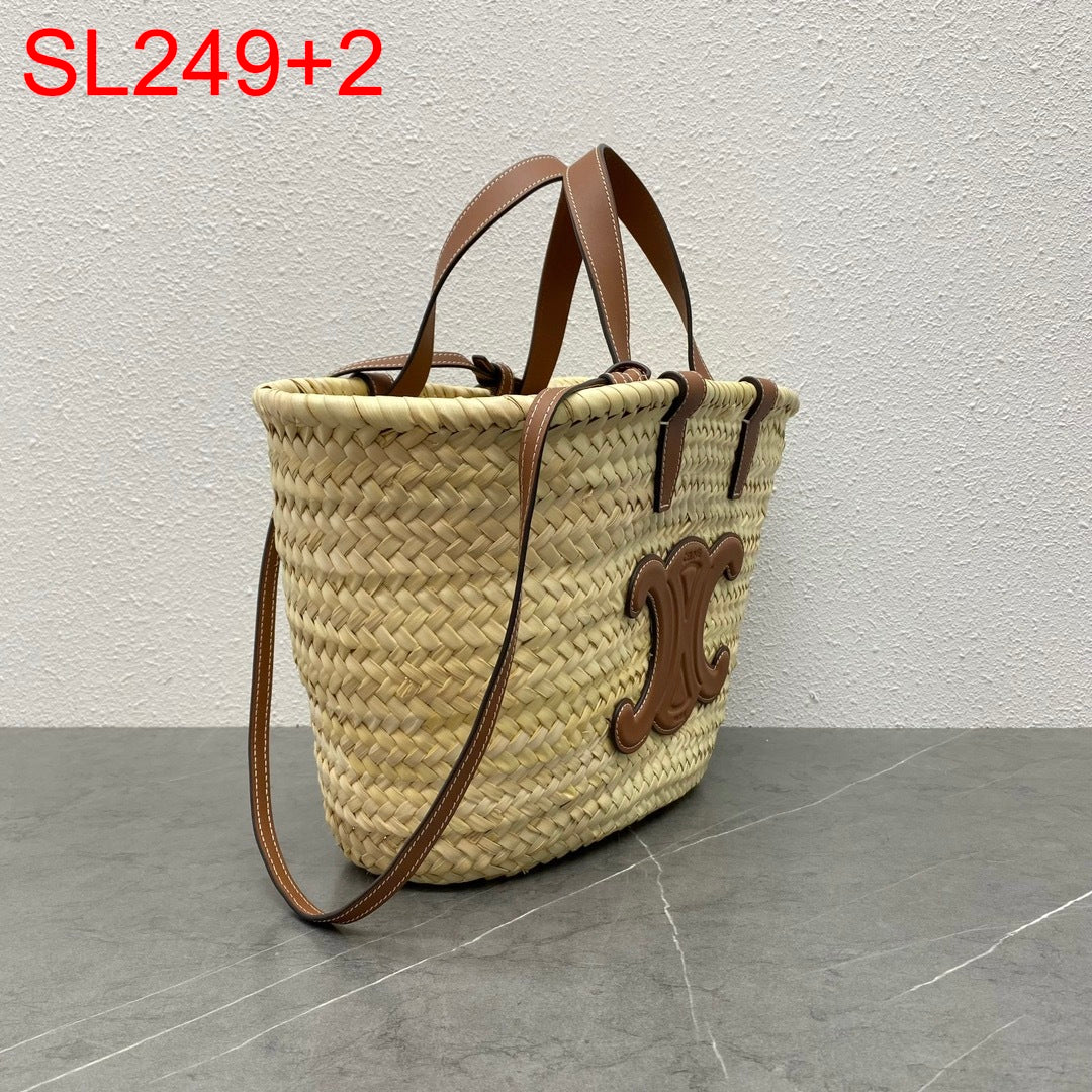 Celine Small Straw Triomphe bag