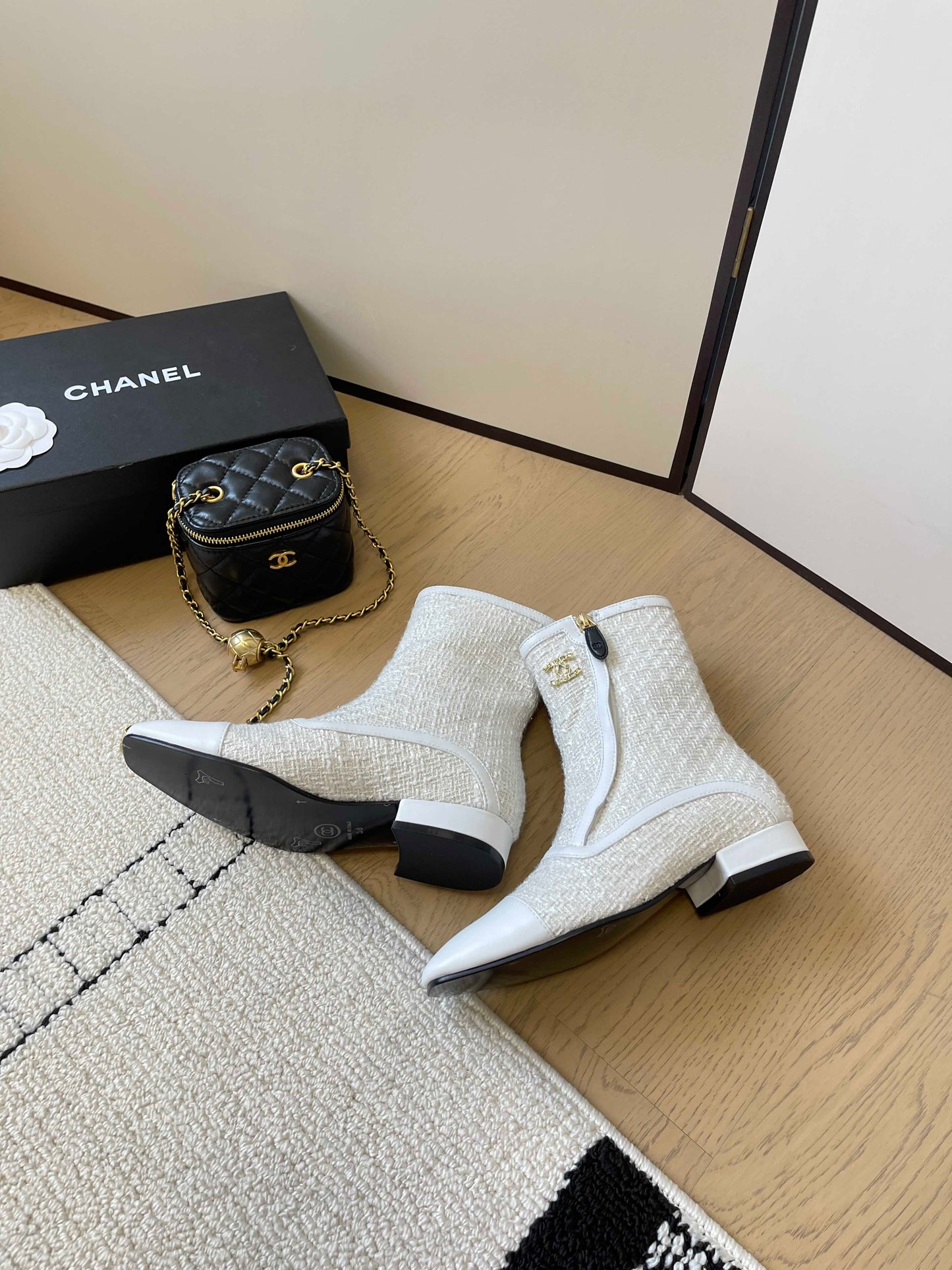 Chanel Tweed Boots