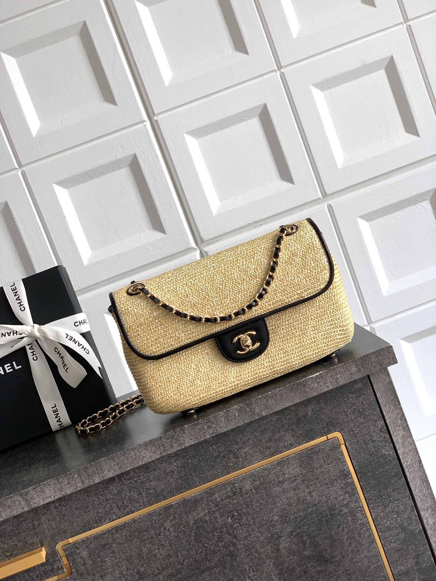 Chanel Medium Straw flap bag