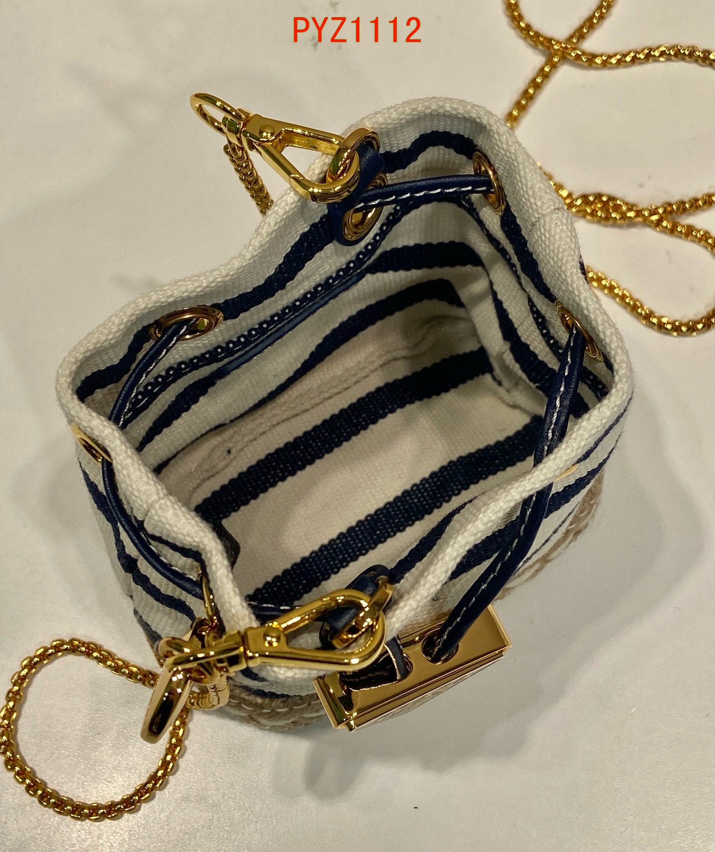 Prada Striped fabric mini-pouch