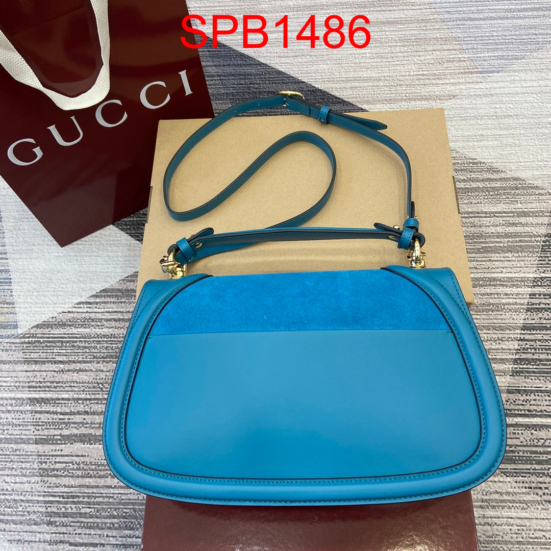 Gucci Blondie Medium Suede blue bag