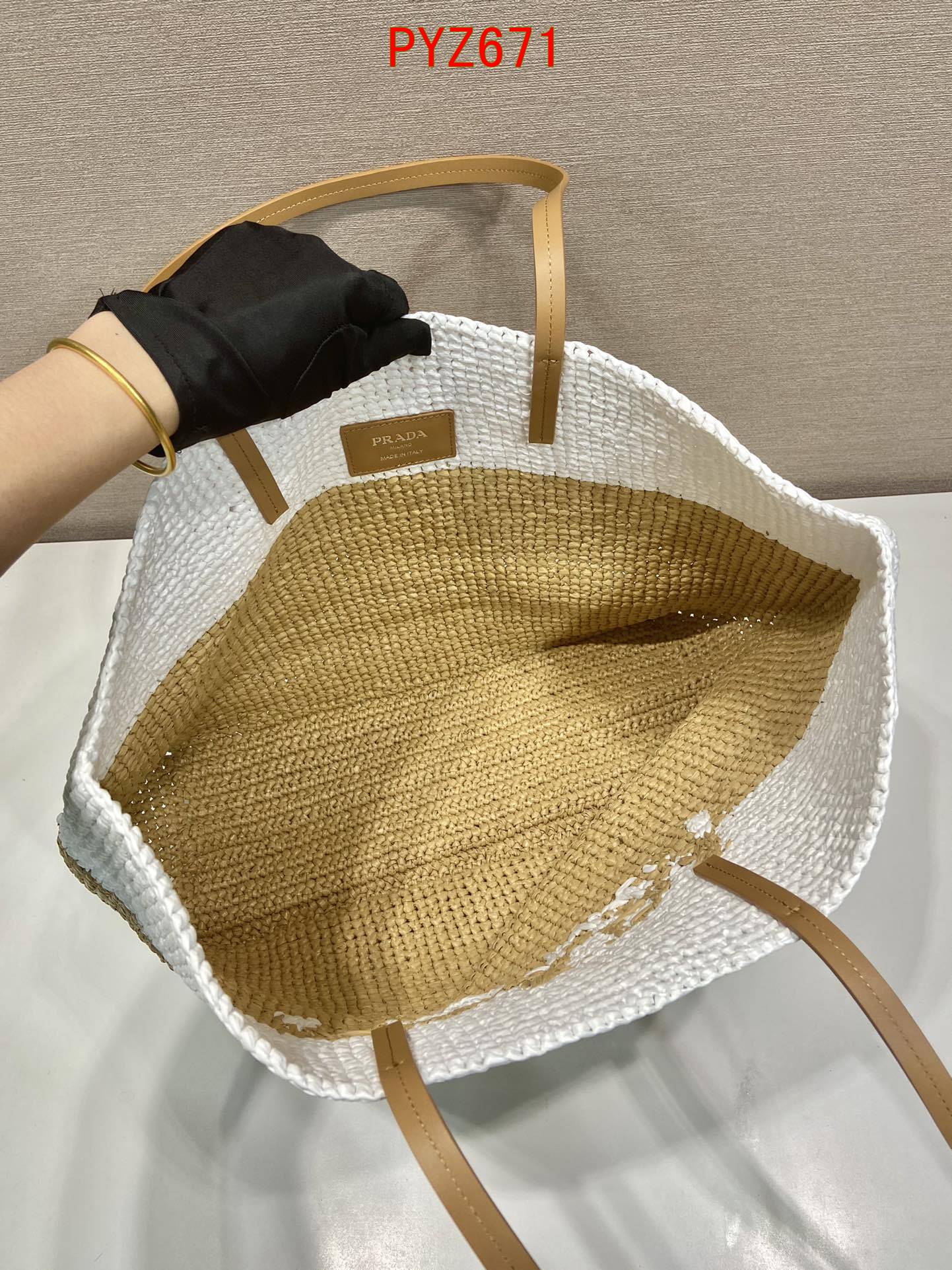 Prada Raffia and leather tote bag