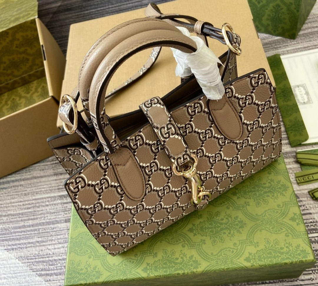 Gucci SMALL TOTE BAG WITH Rosso Ancora leather