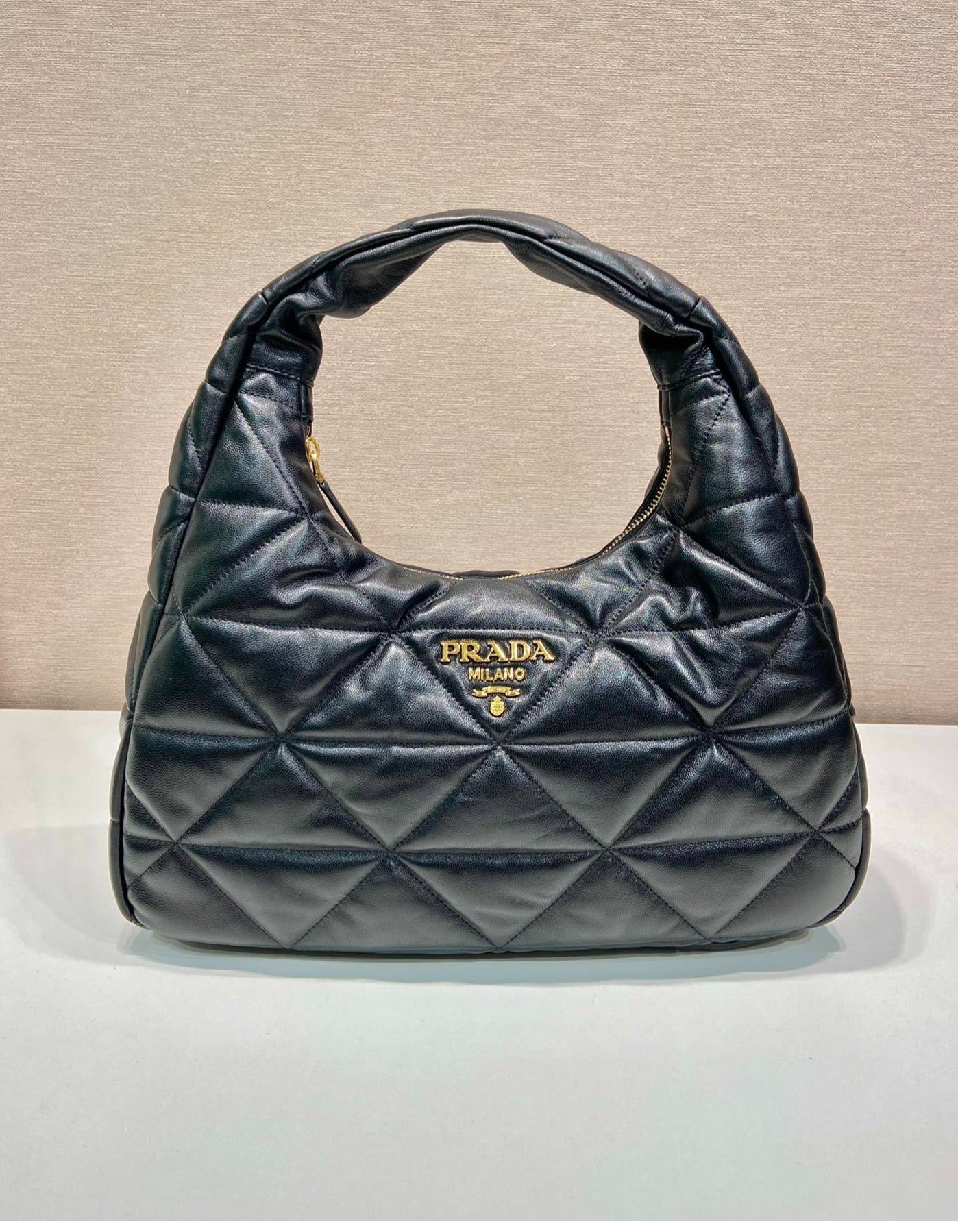 Prada Large topstitched nappa-leather bag