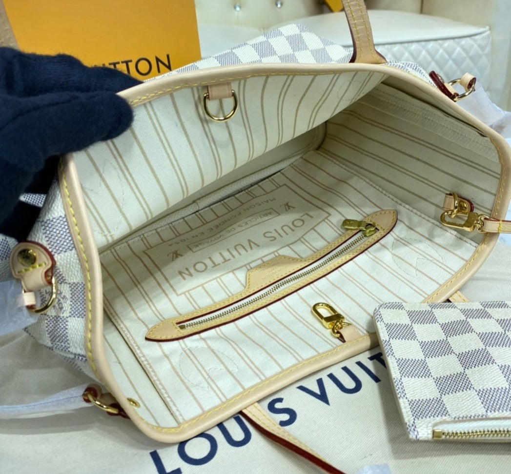 Louis Vuitton Neverfull Monogram,Ebene,Azur leather