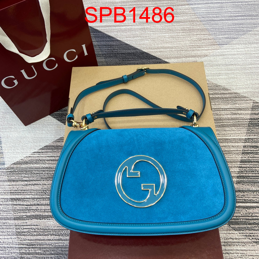 Gucci Blondie Medium Suede blue bag