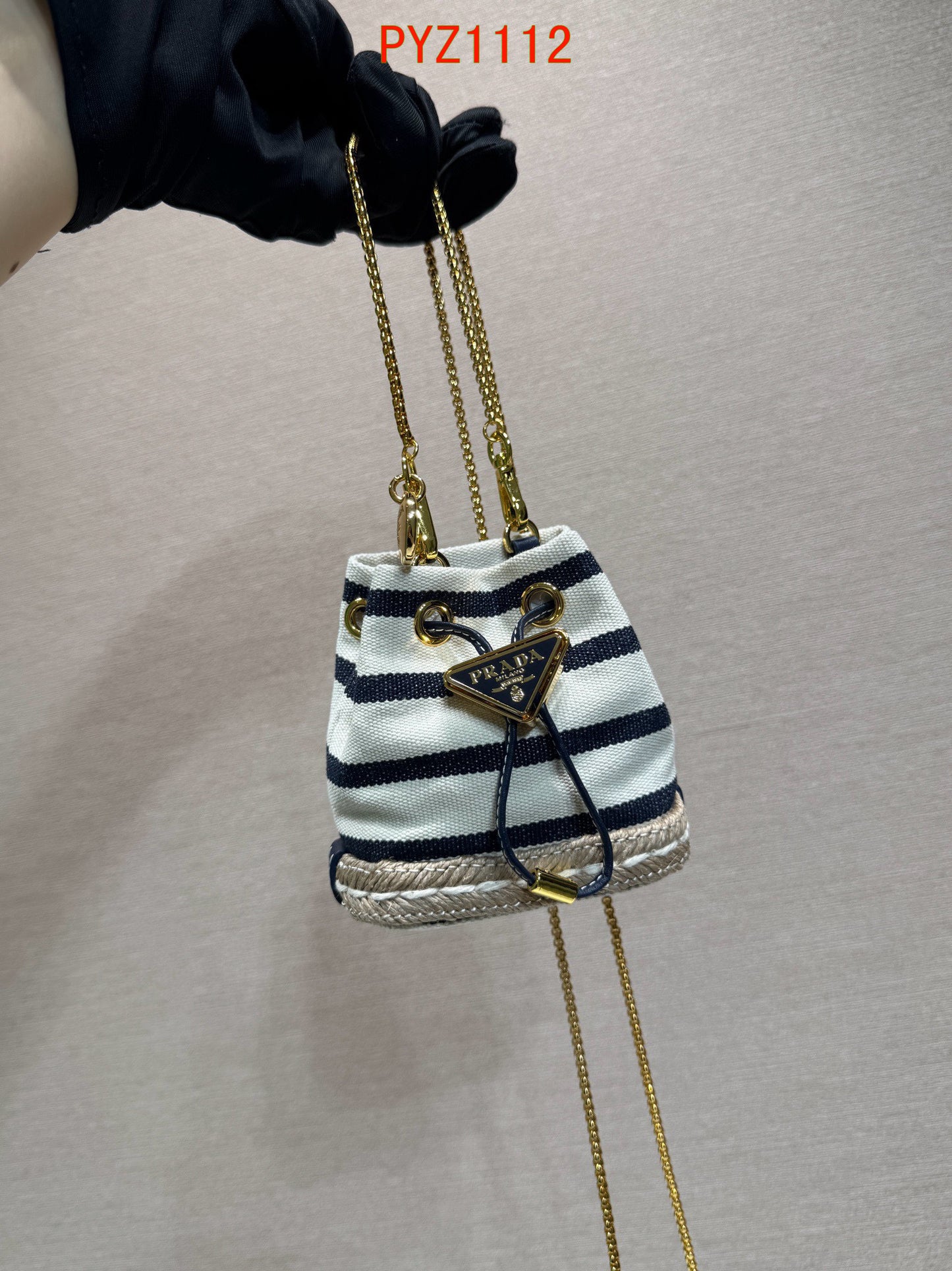 Prada Striped fabric mini-pouch