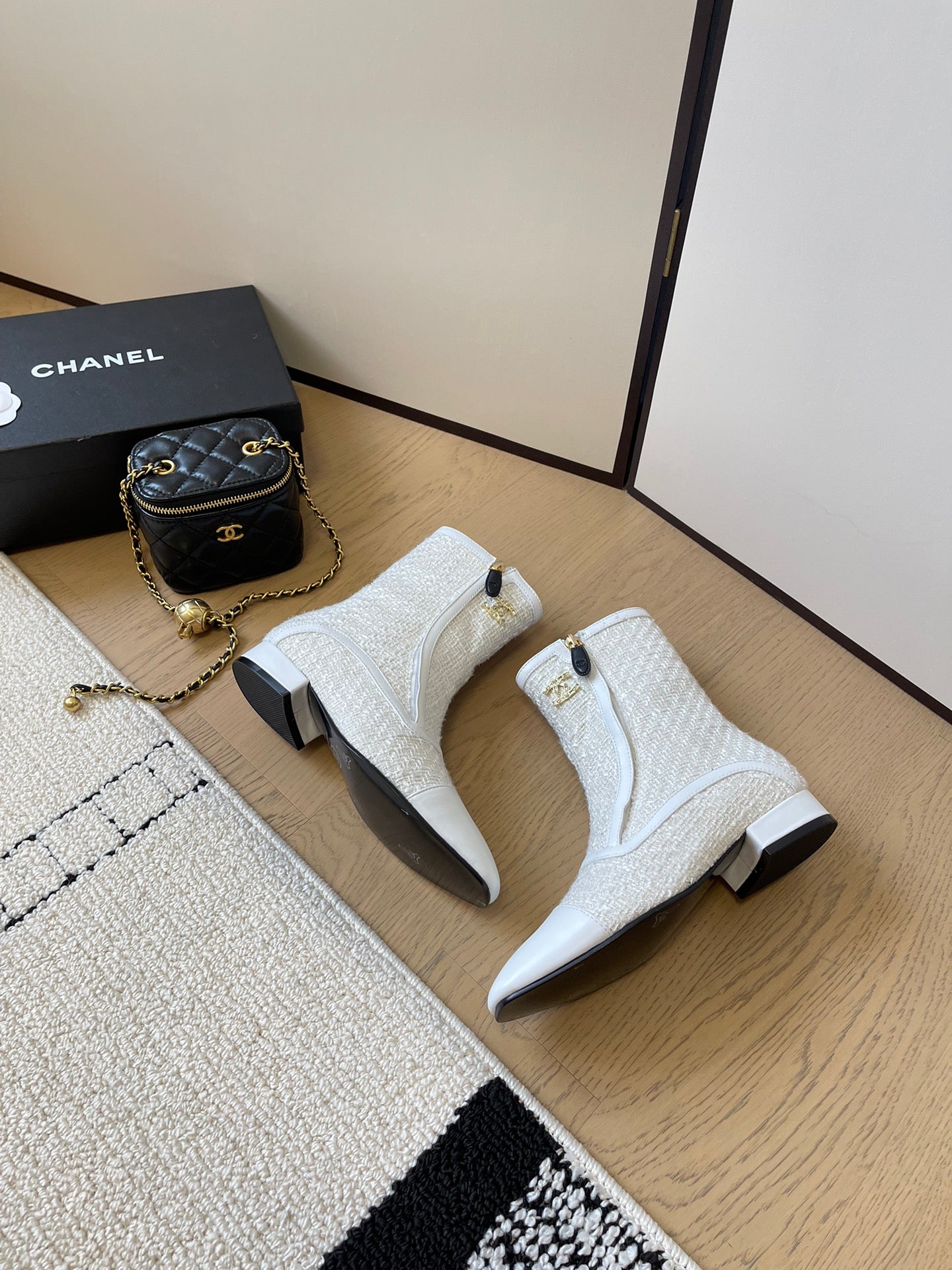 Chanel Tweed Boots