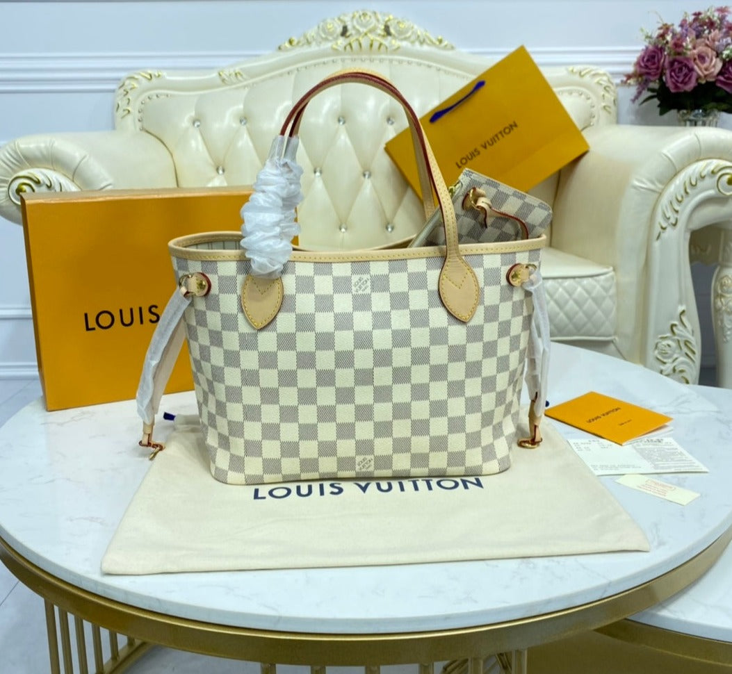 Louis Vuitton Neverfull Monogram,Ebene,Azur leather