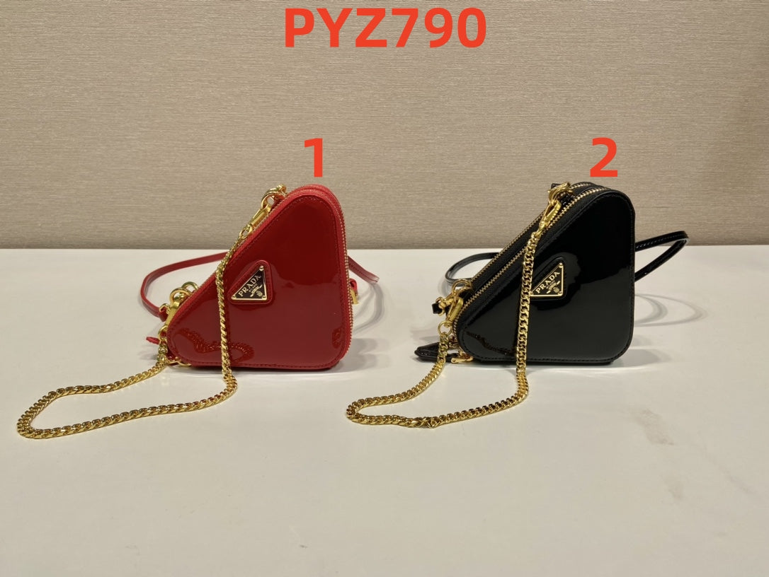 Prada Triangular patent leather mini pouch