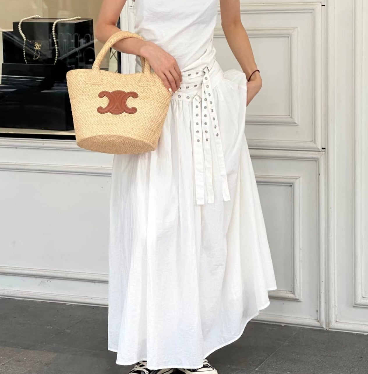 Celine Triomphe Straw bag