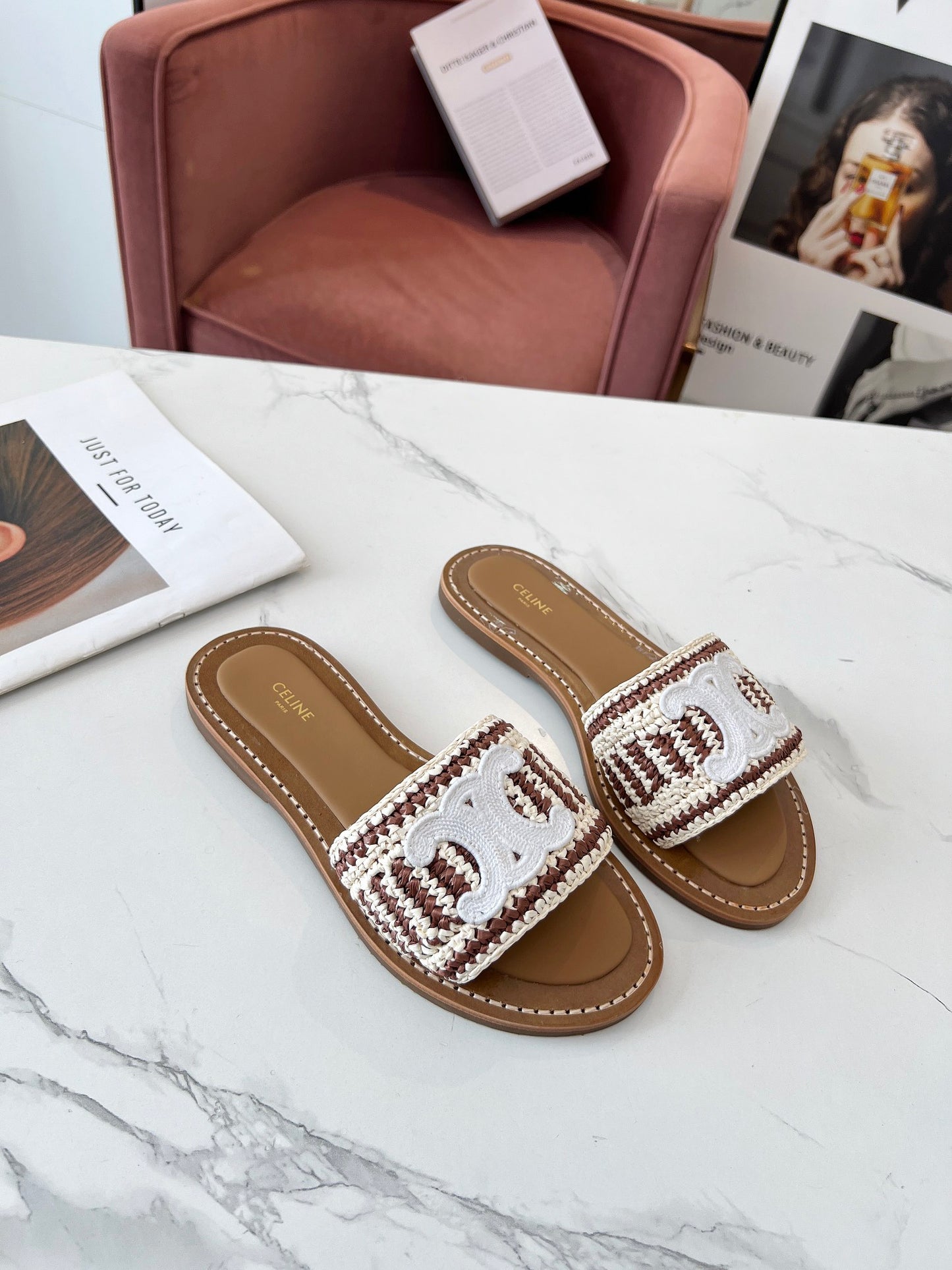 Celine Straw Slides