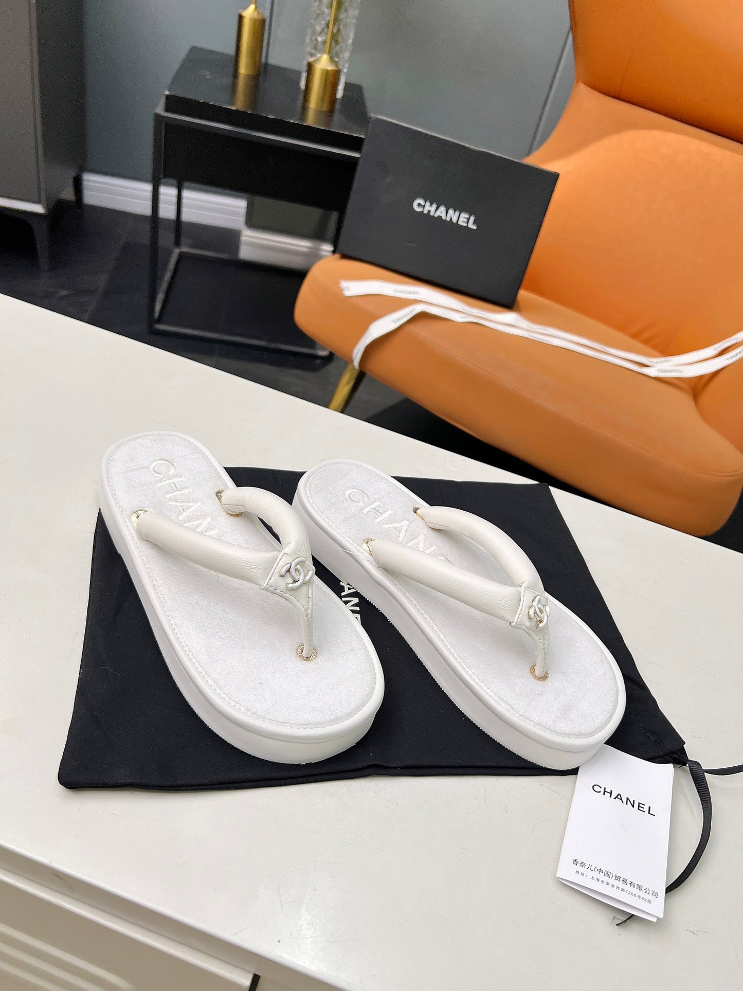 Chanel Flip flop platform slides