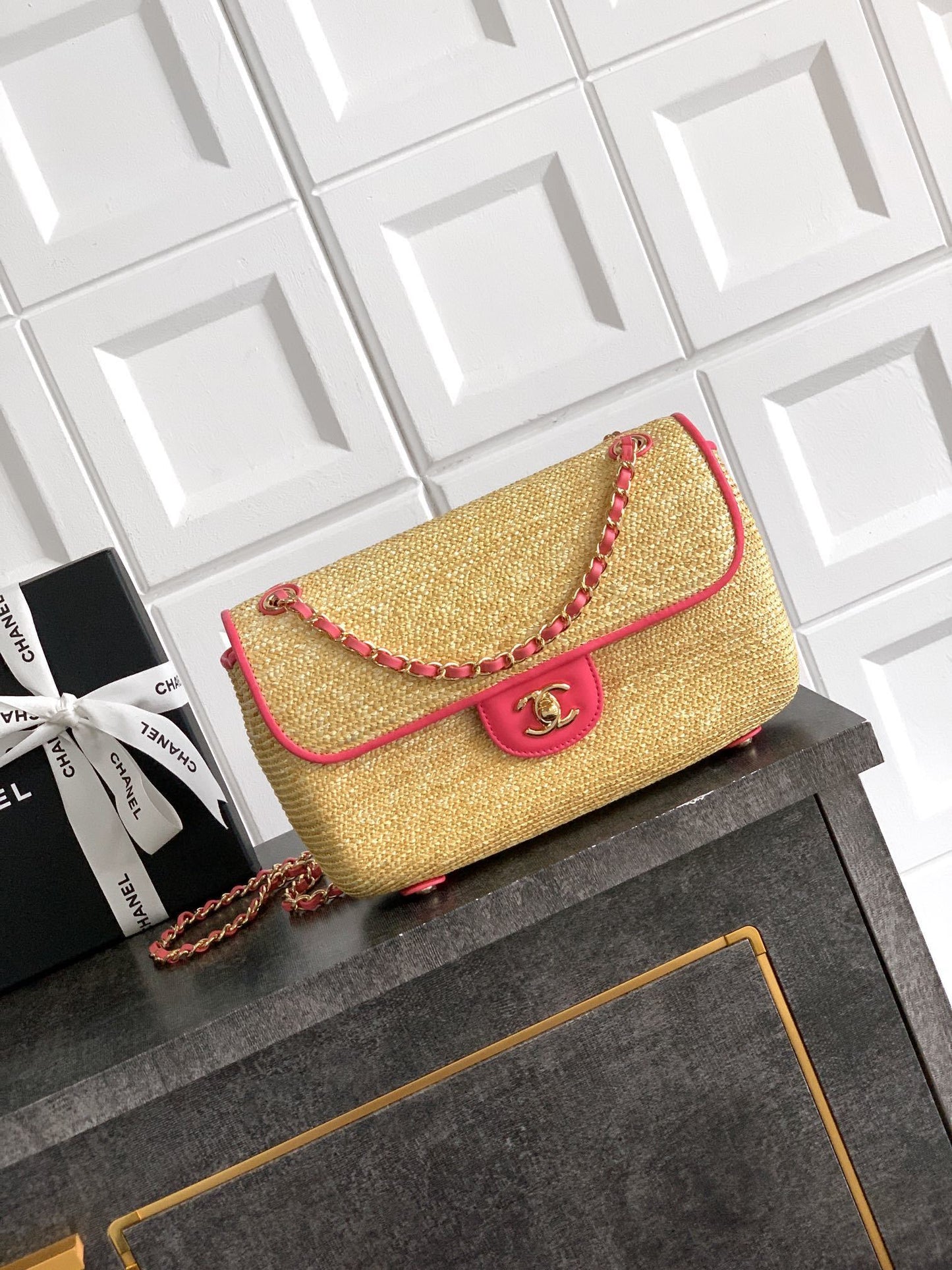 Chanel Medium Straw flap bag