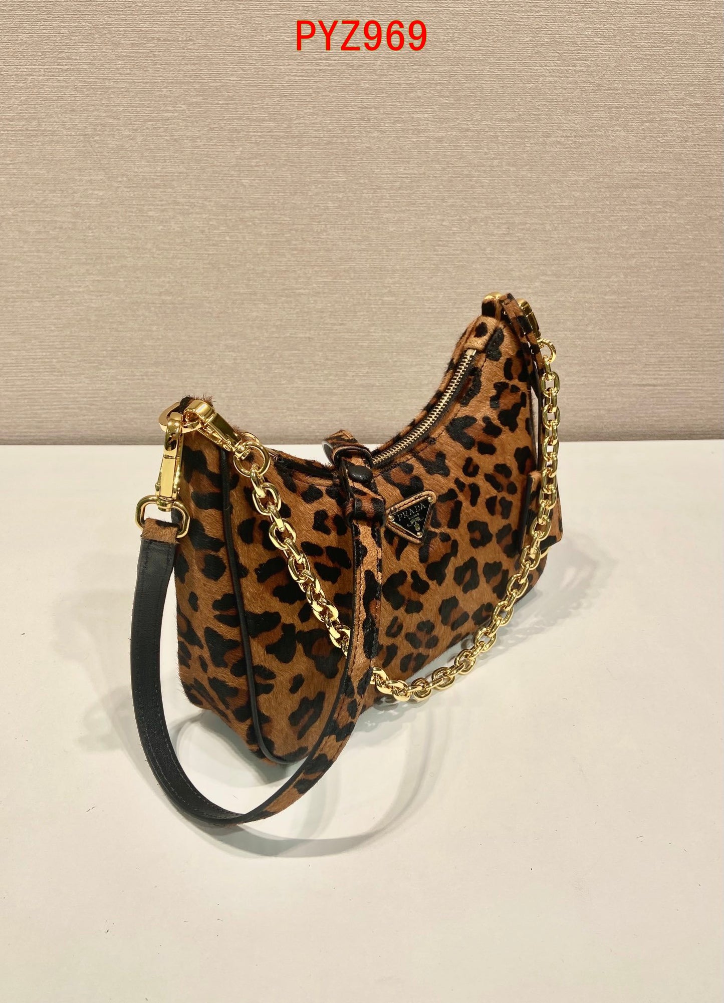 Prada Hobo with chain leopard pattern