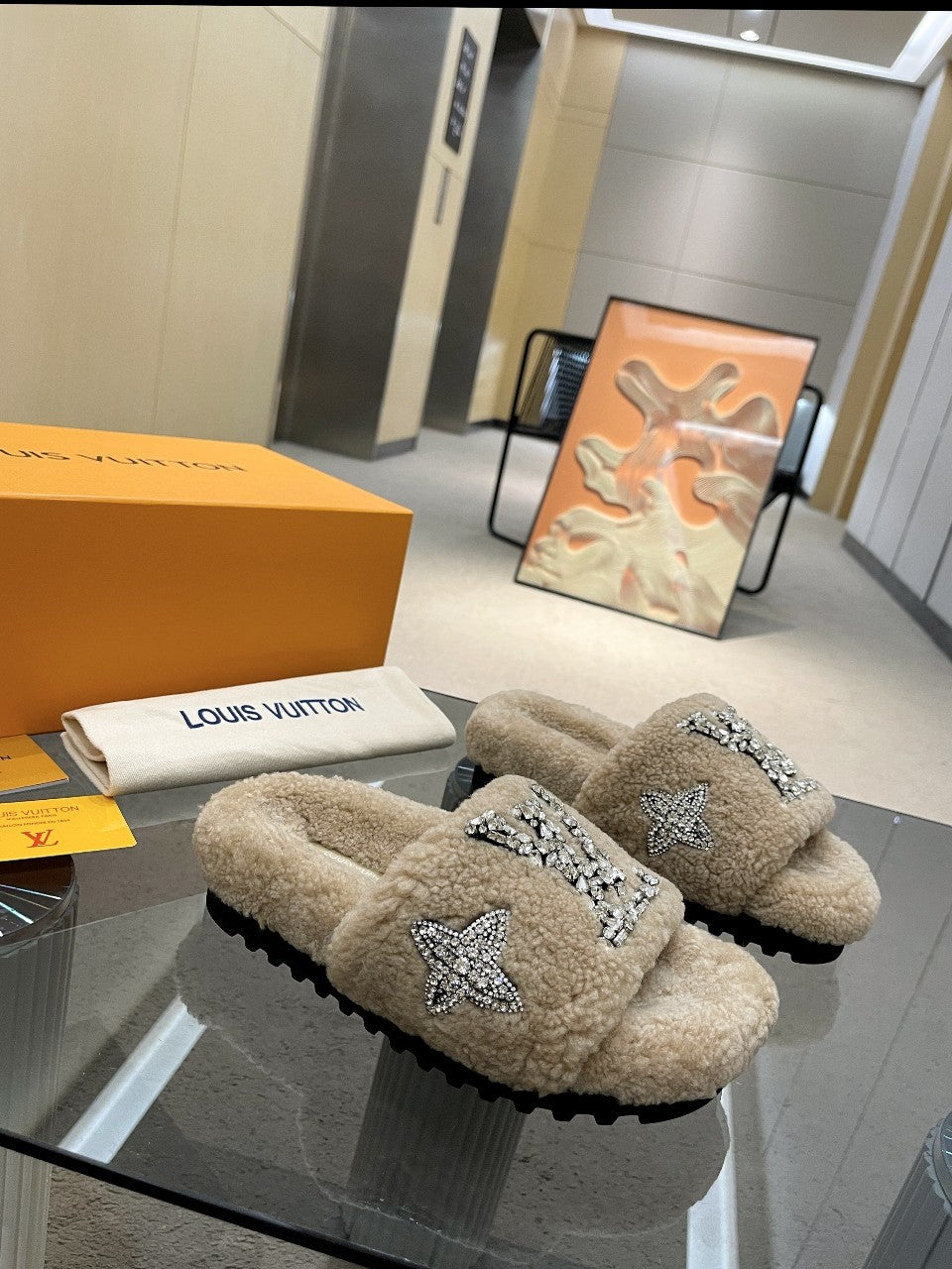 Louis Vuitton Fuzzy Slides