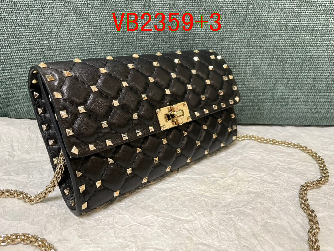 Valentino ROCKSTUD SPIKE NAPPA LEATHER CROSSBODY CLUTCH BAG