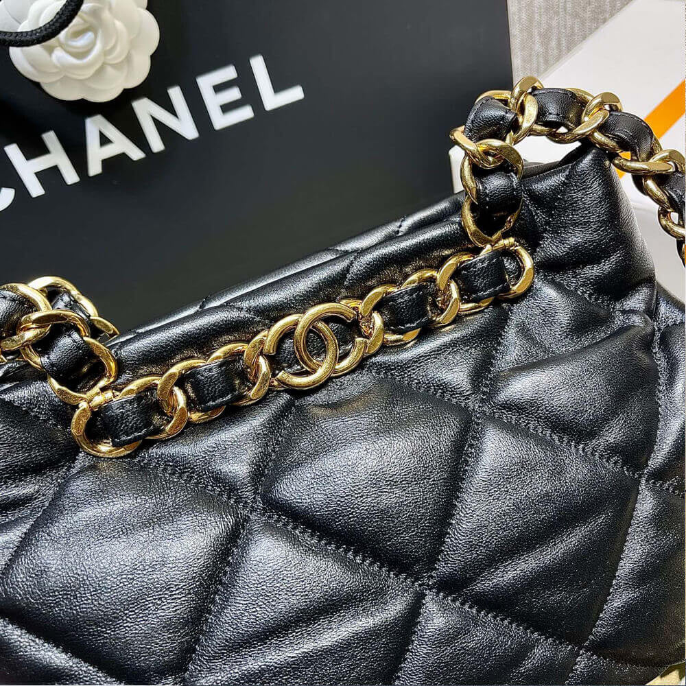 Chanel Small Tote in Black Lambskin