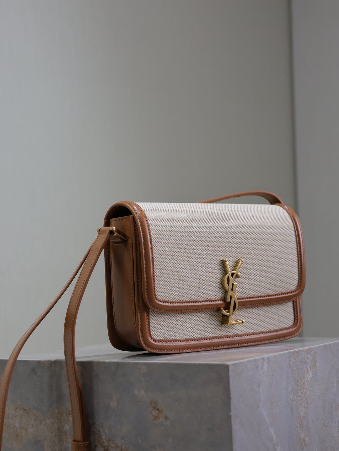 YSL Solferino raffia/leather bag