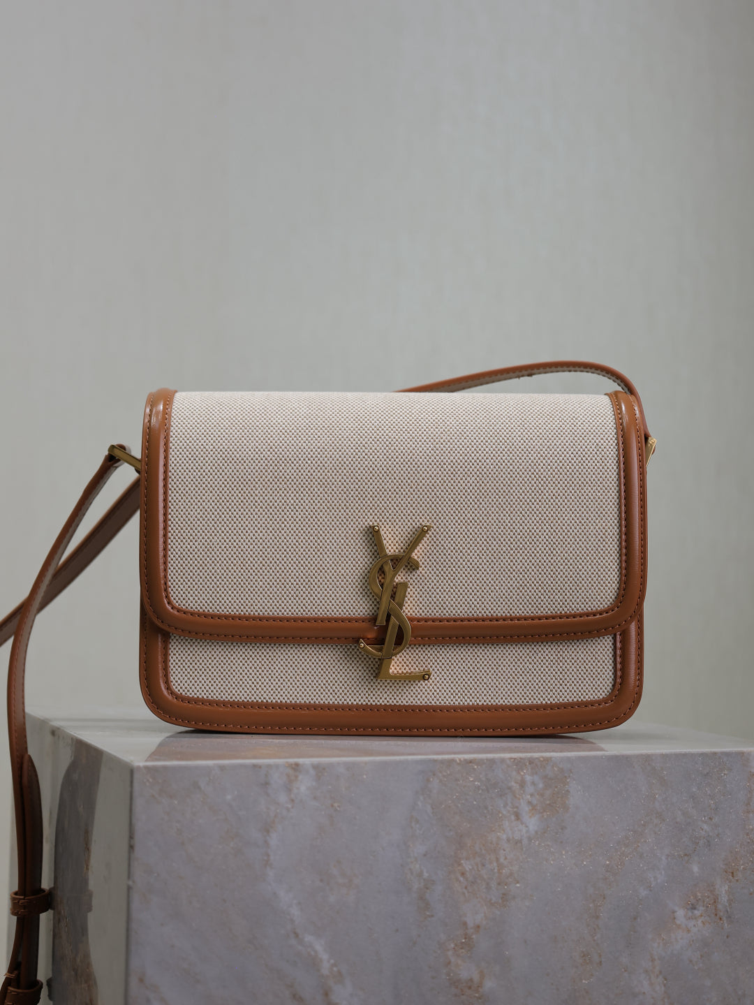 YSL Solferino raffia/leather bag