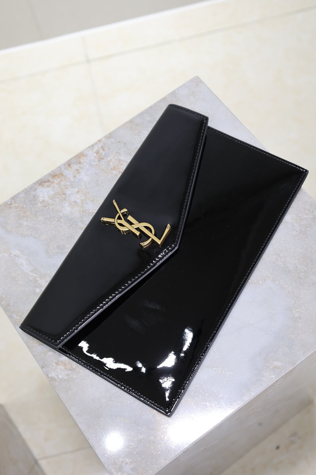 YSL Patent Uptown Clutch