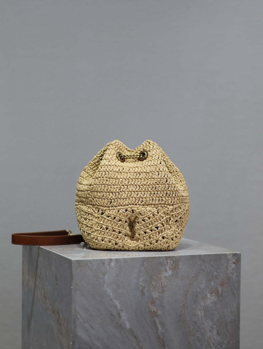 YSL Joe Mini Raffia Bucket bag