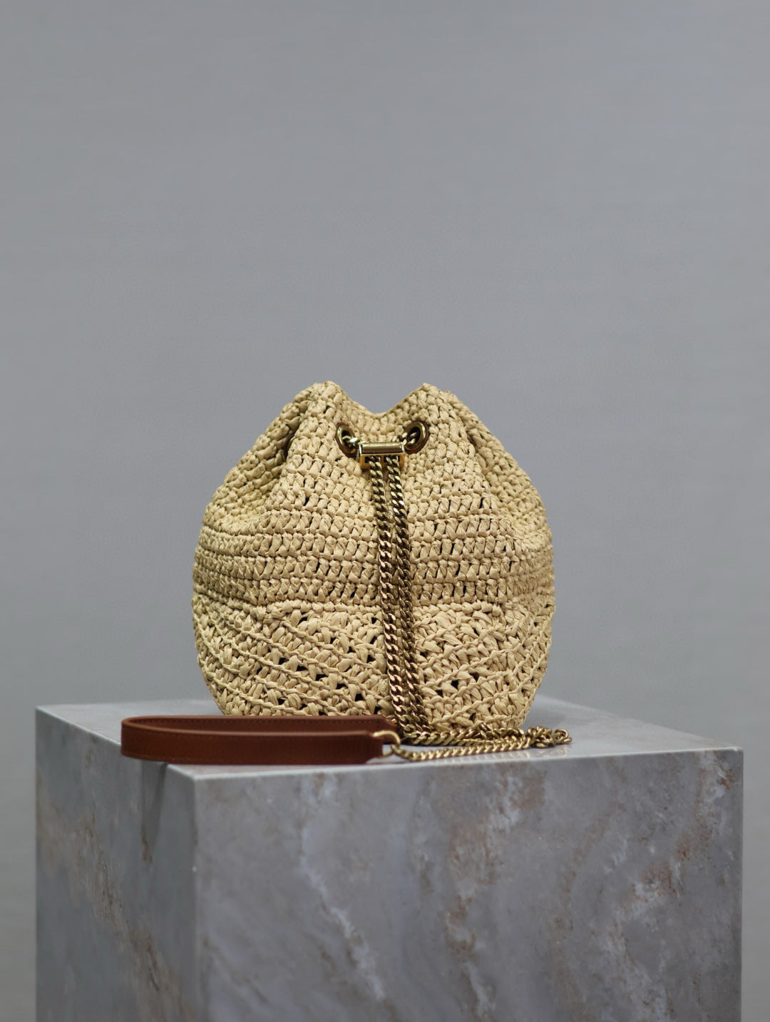YSL Joe Mini Raffia Bucket bag