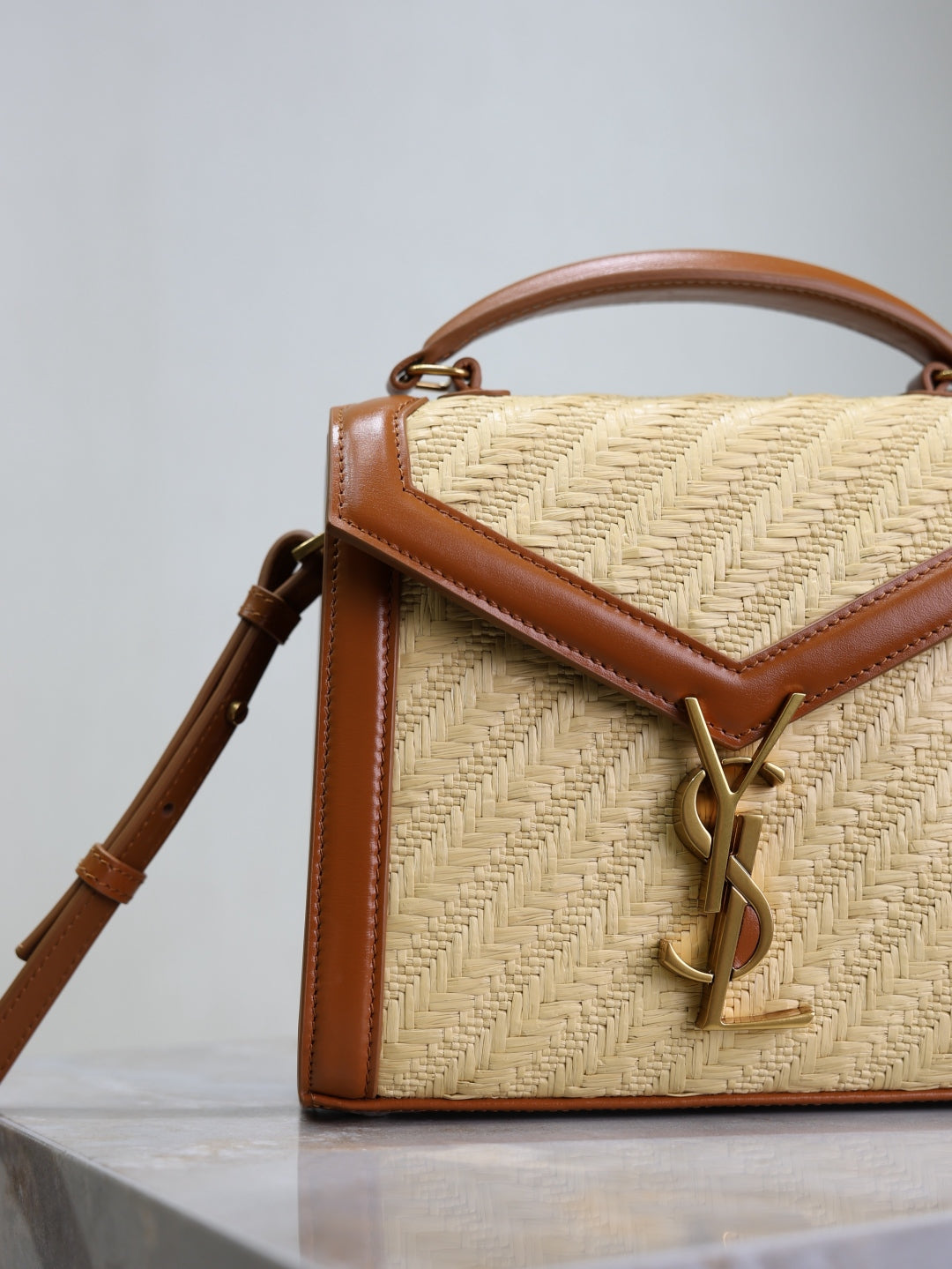 YSL CASSANDRA Mini raffia bag