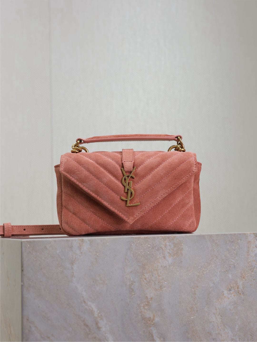 YSL Mini College Chain bag suede