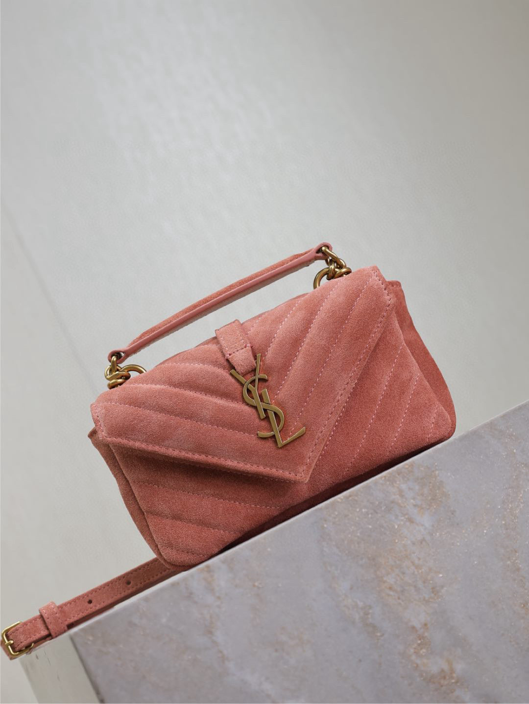 YSL Mini College Chain bag suede