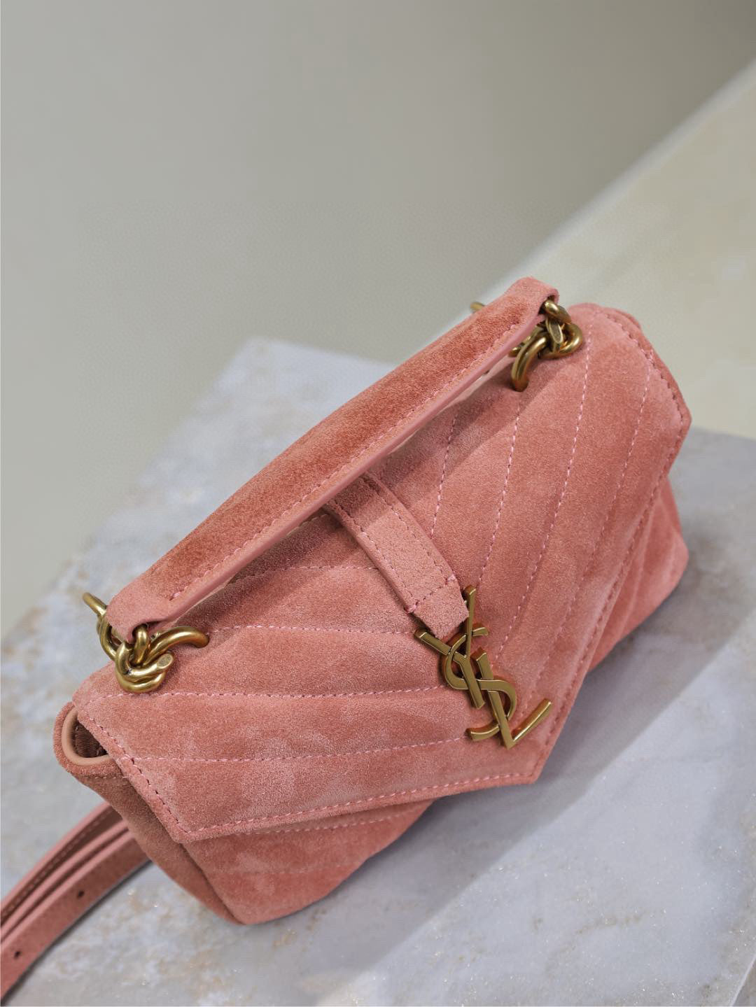 YSL Mini College Chain bag suede