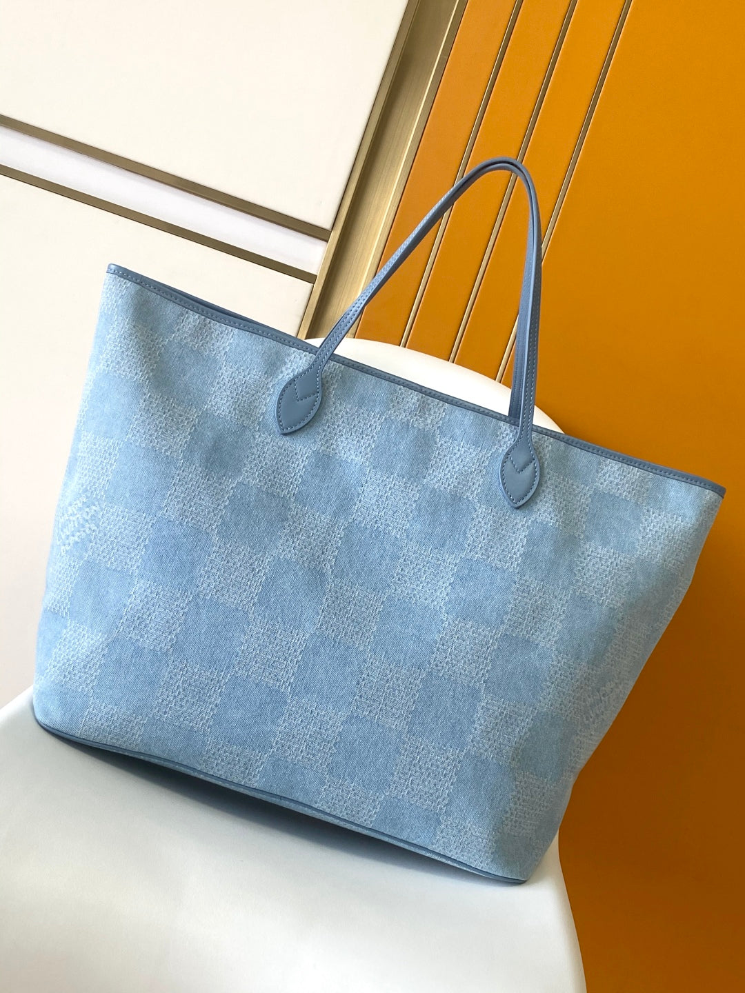 Louis Vuitton Nevereverfull Damier Denim 3D cotton canvas