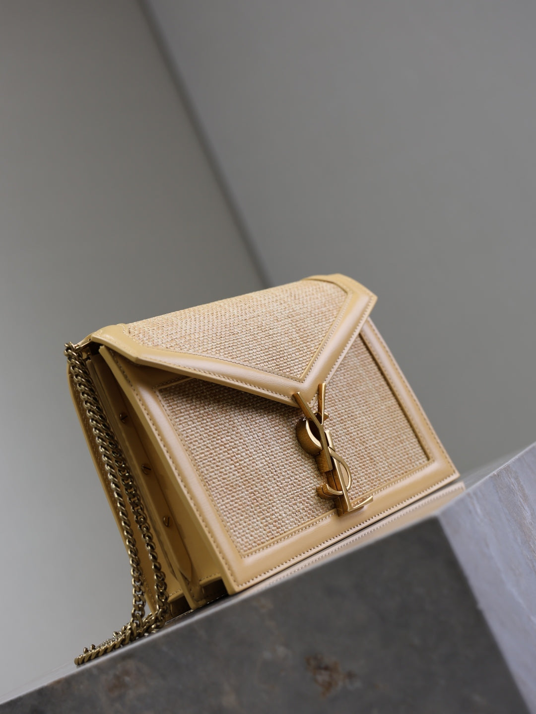 YSL Cassandre Mini raffia shoulder bag