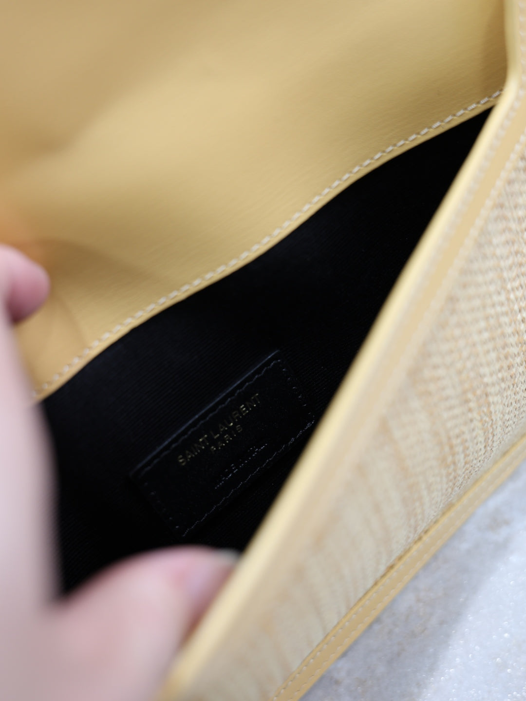 YSL UPTOWN pouch in micro raffia