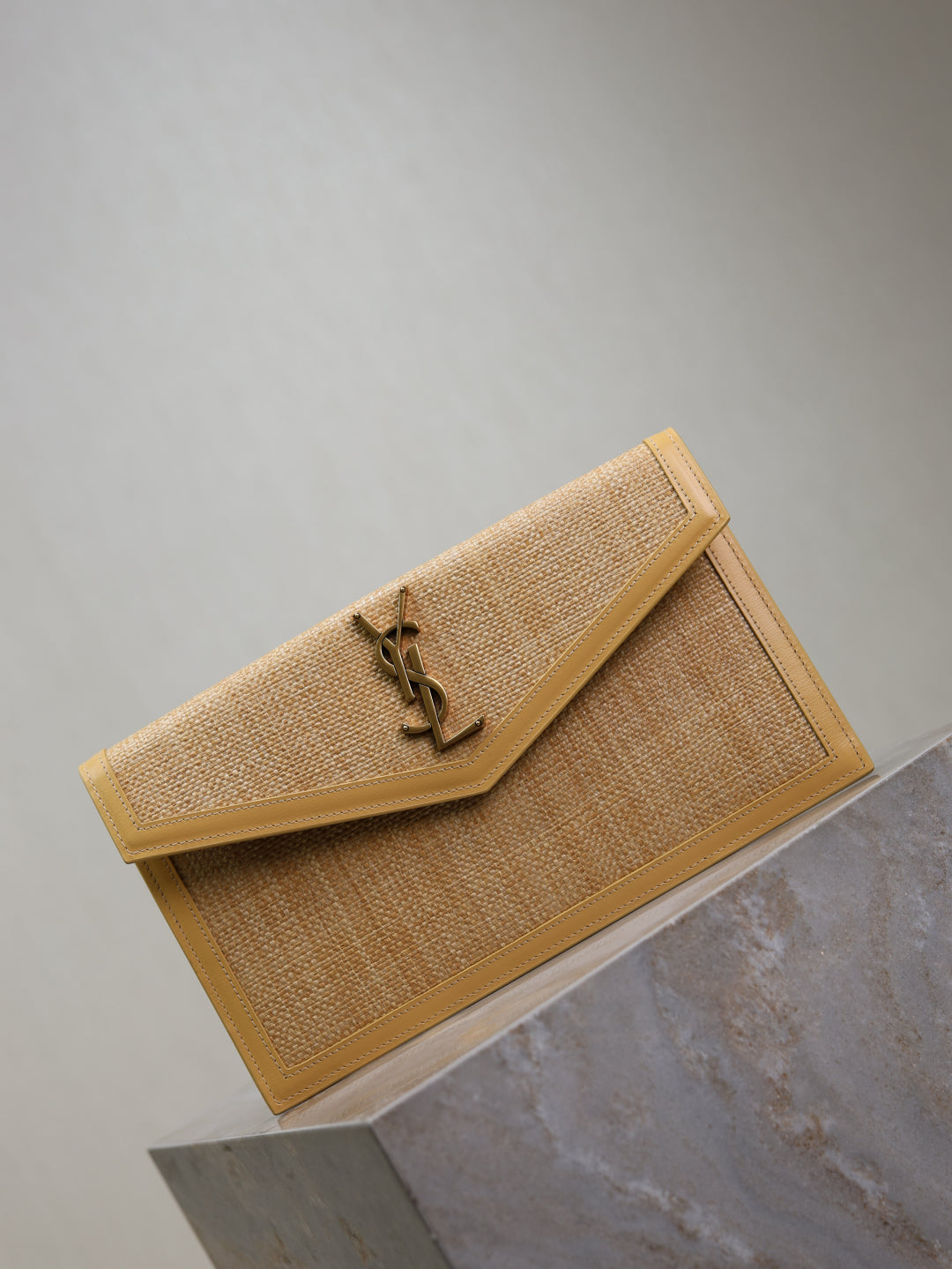 YSL UPTOWN pouch in micro raffia