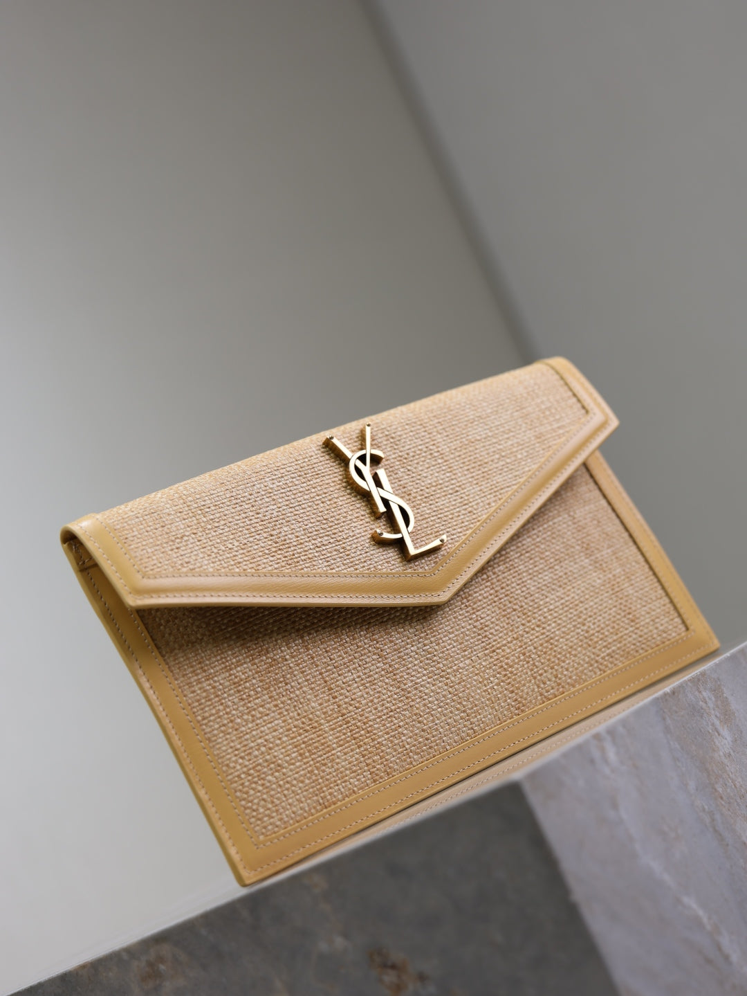 YSL UPTOWN pouch in micro raffia