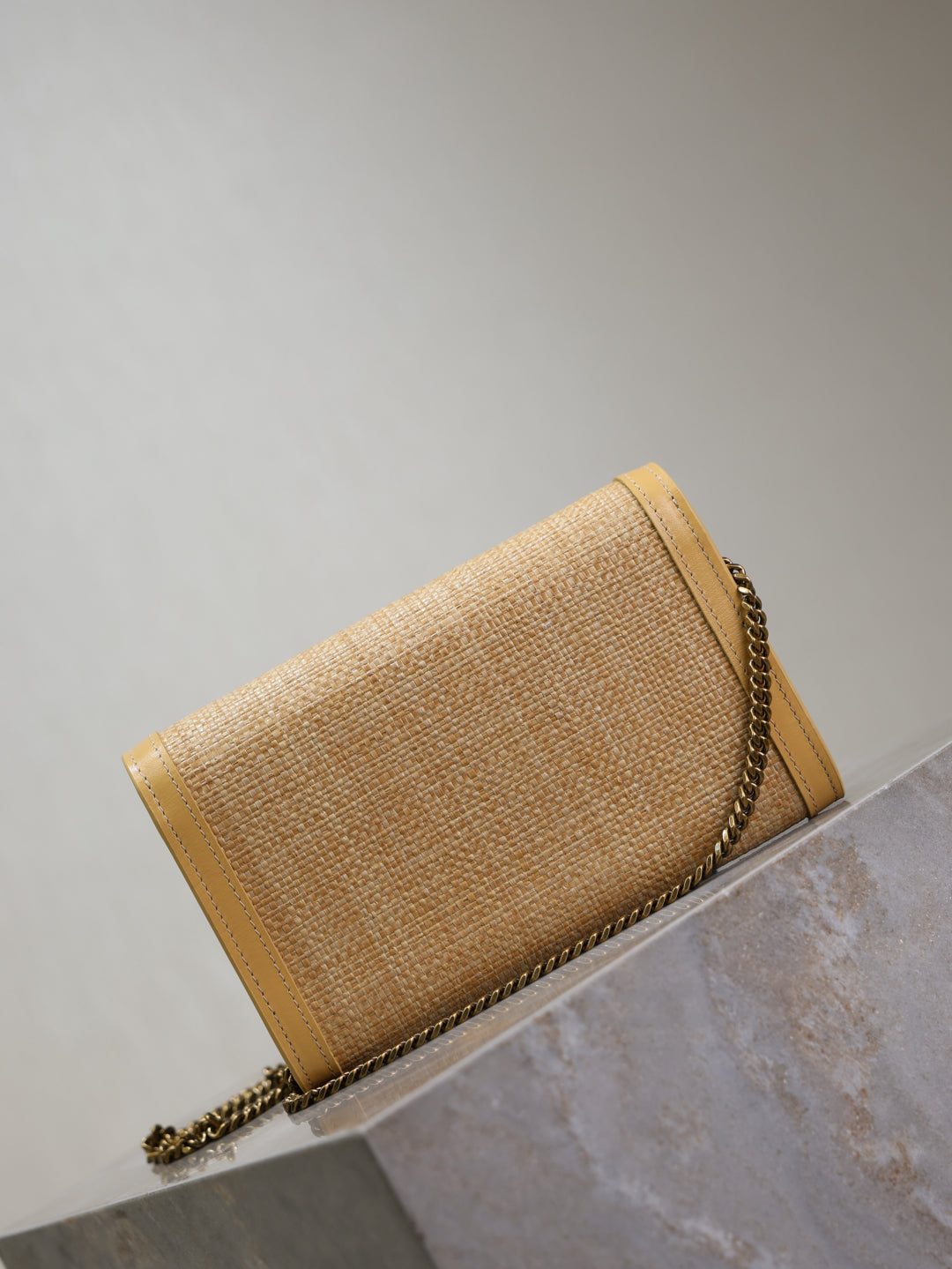 YSL UPTOWN chain wallet in micro raffia
