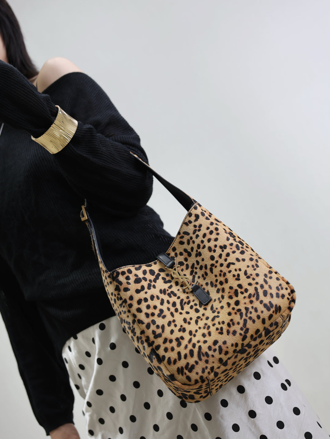 YSL LE 5 A 7 in leopard print