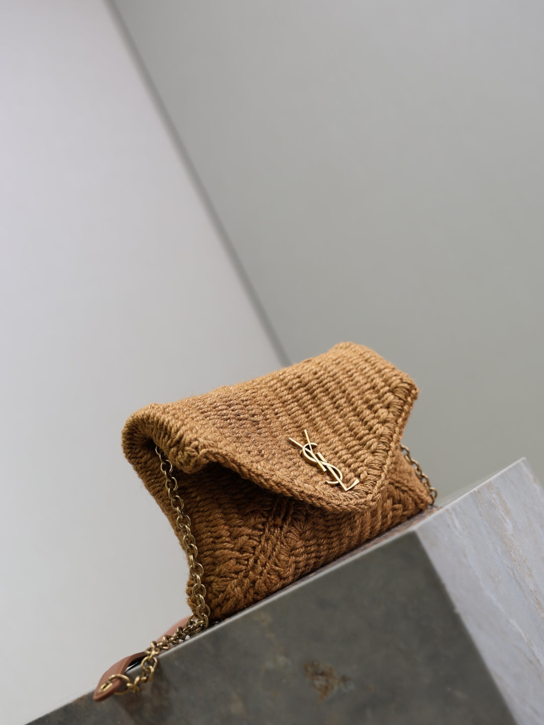 YSL Cassandre Chain pouch straw bag