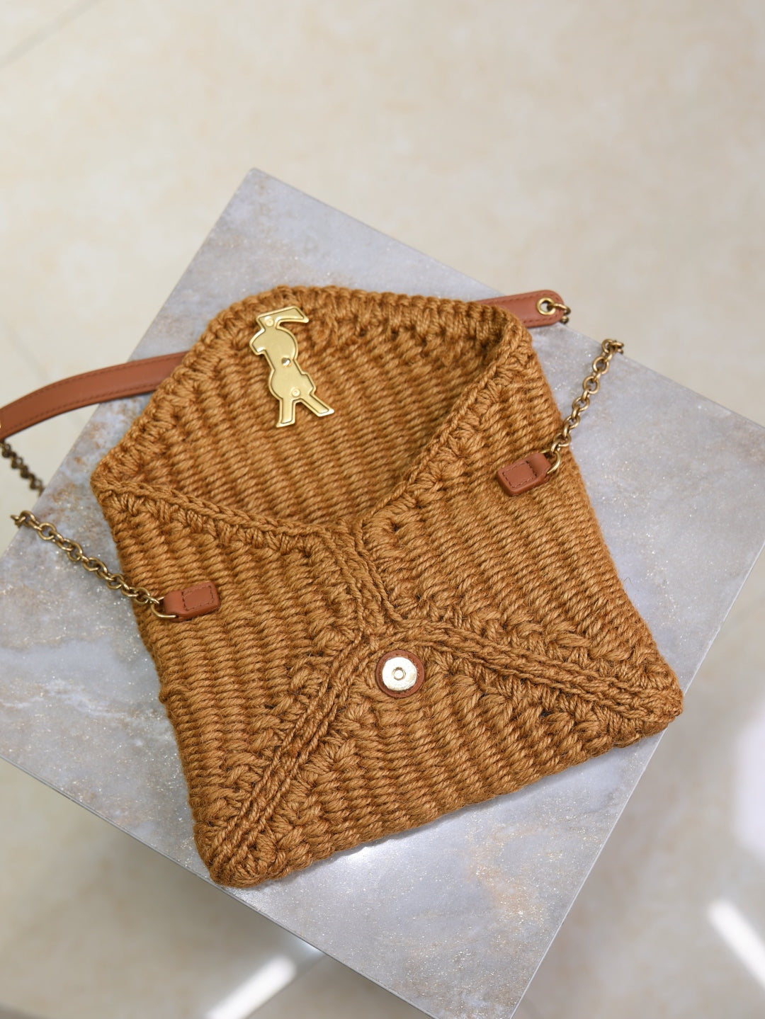 YSL Cassandre Chain pouch straw bag