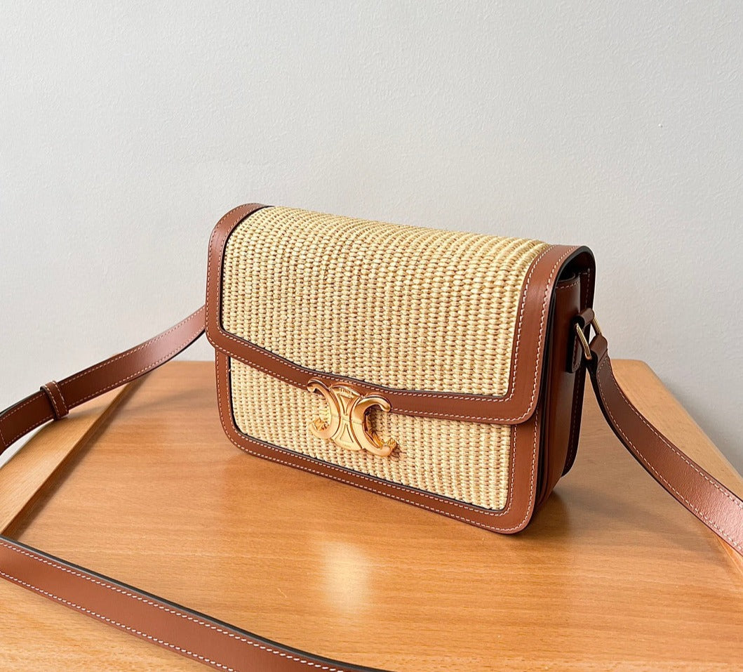 Celine Triomphe Box straw bag