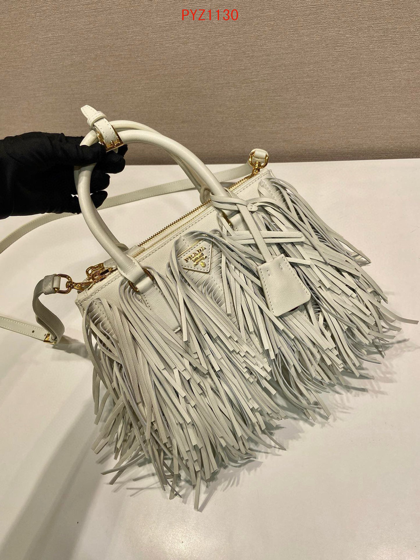 Prada Galleria small leather bag with fringe