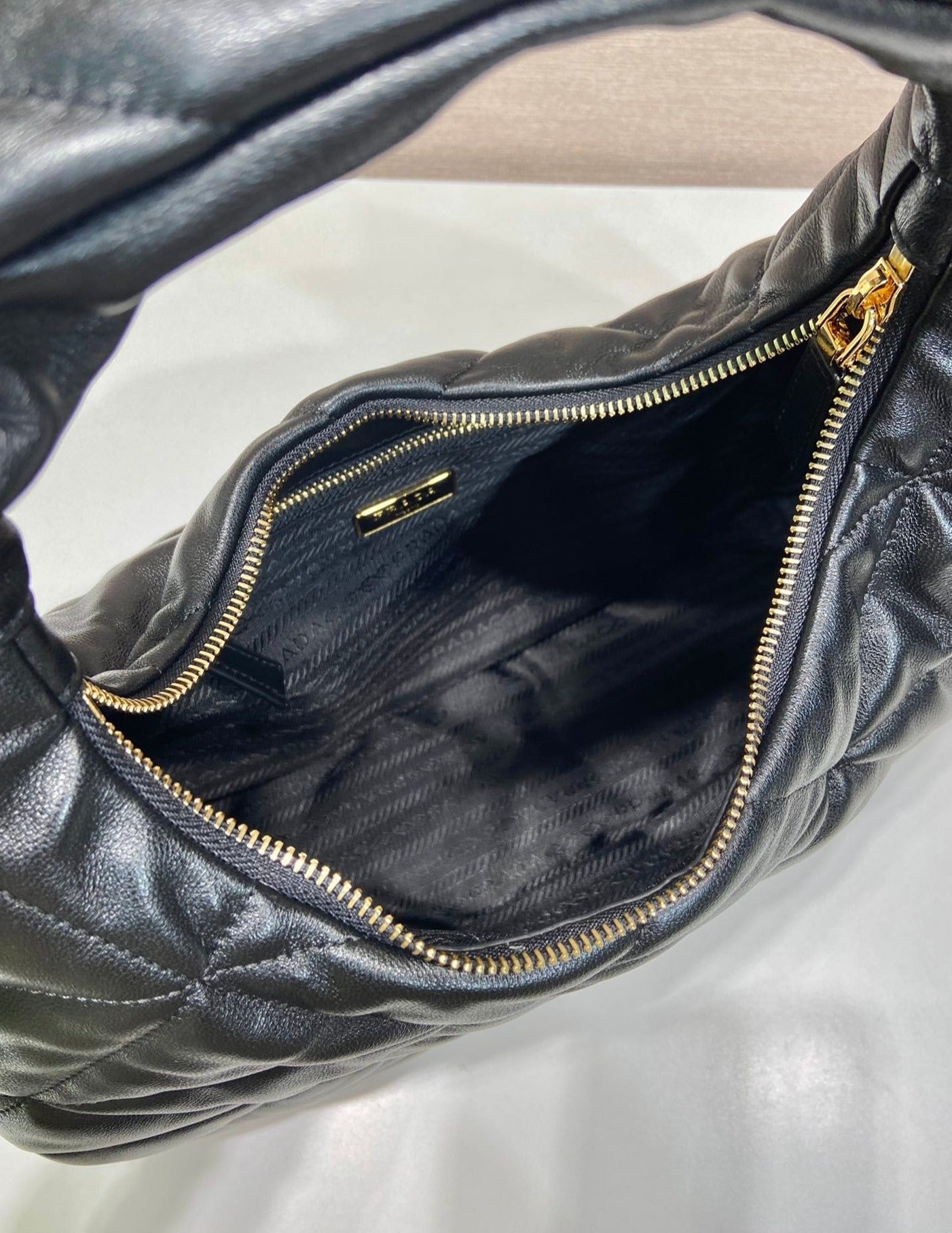 Prada Large topstitched nappa-leather bag