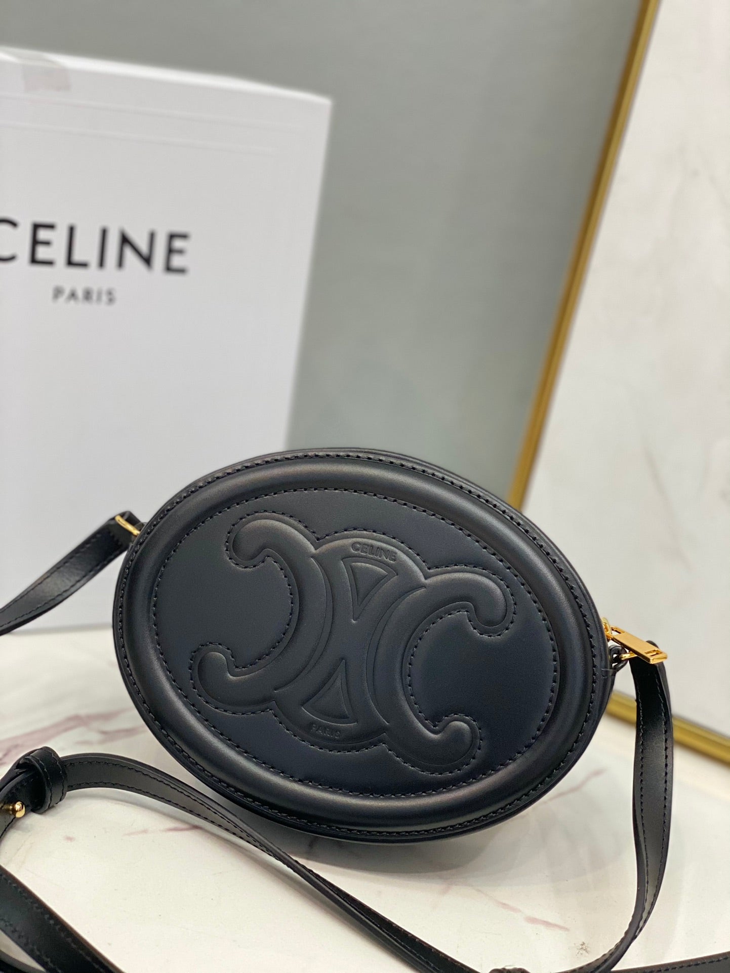 Celine CROSSBODY OVAL PURSE CUIR TRIOMPHE