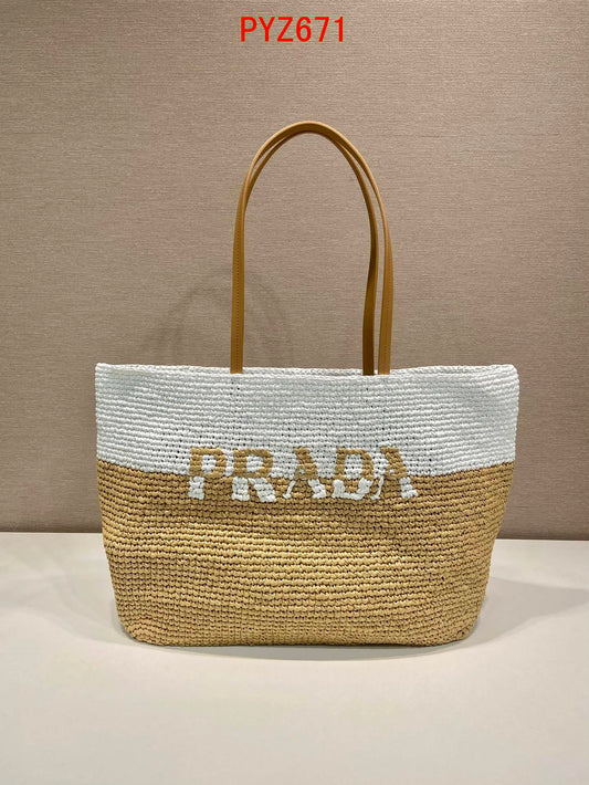 Prada Raffia and leather tote bag