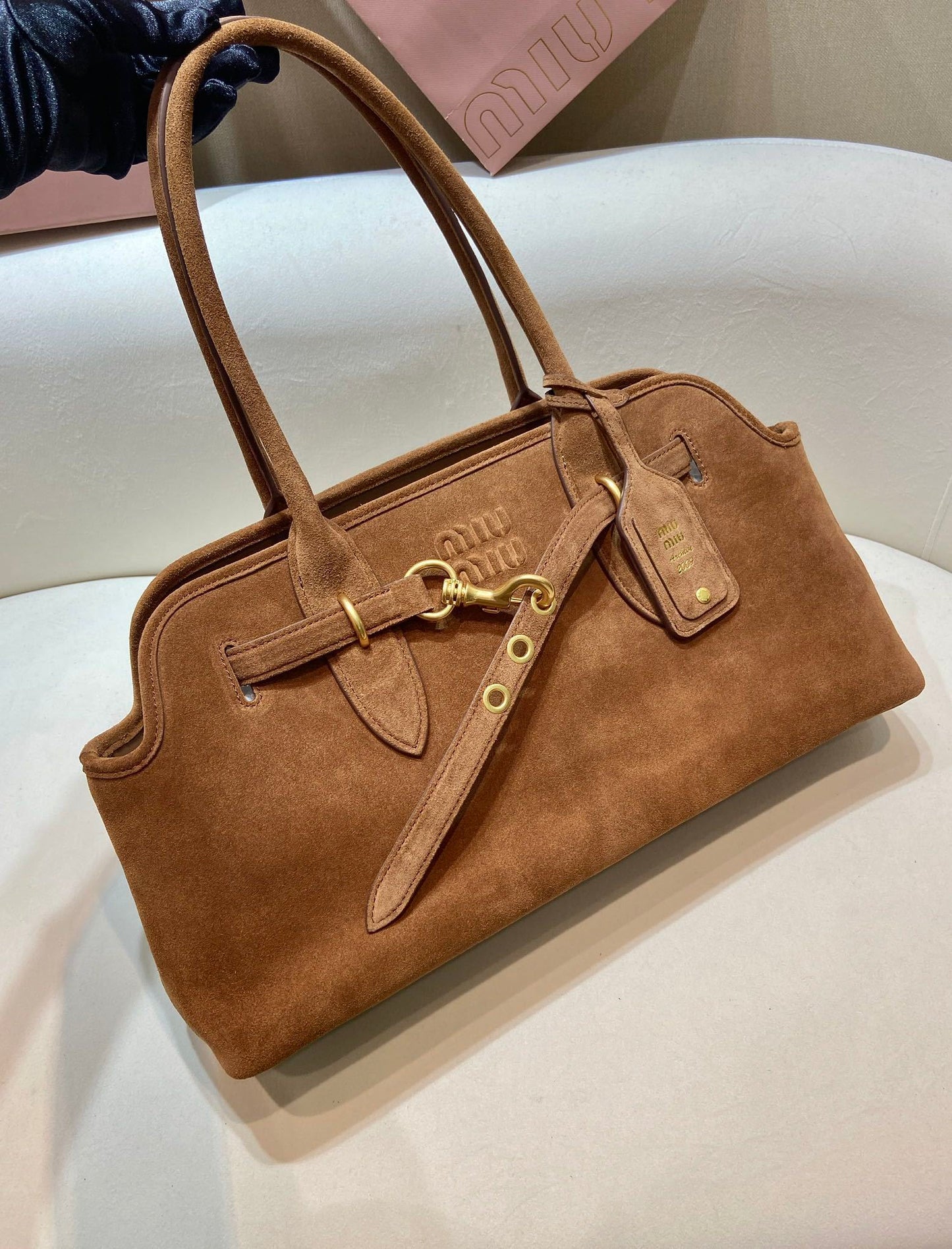 Miu Miu Aventure shoulder suede bag