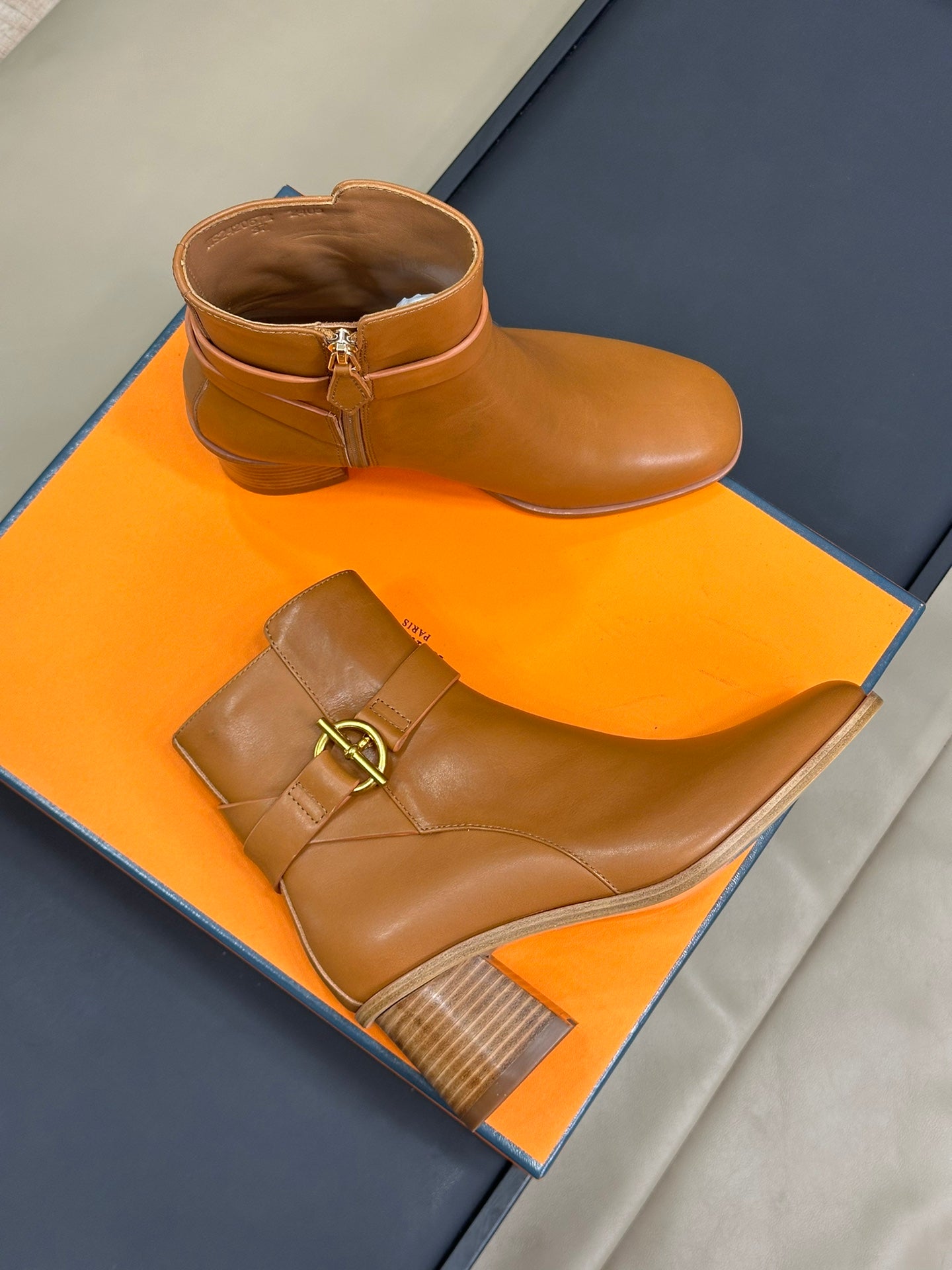 Hermes Heel Ankle Boots leather