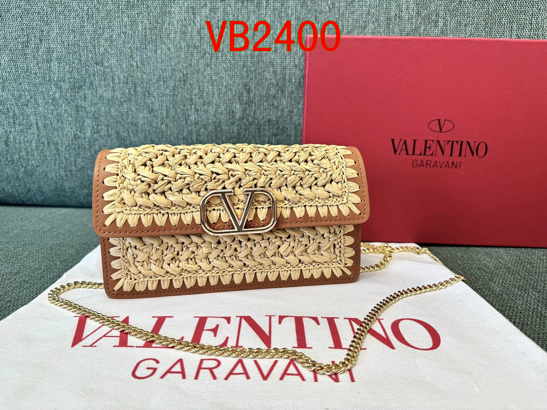 Valentino Raffia Wallet Chain Bag