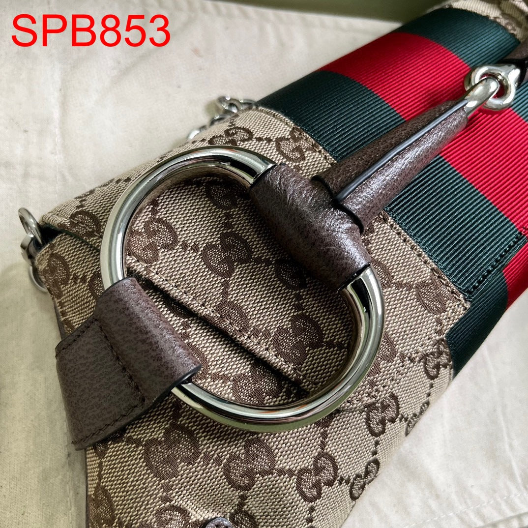 Gucci Horsebit chain Canvas medium shoulder bag